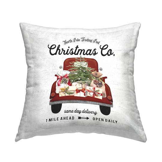 Stupell Industries Vintage Christmas Truck Sign Throw Pillow